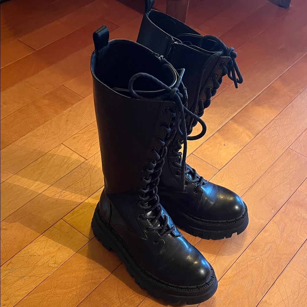 Zara Black High-Top Combat Boots